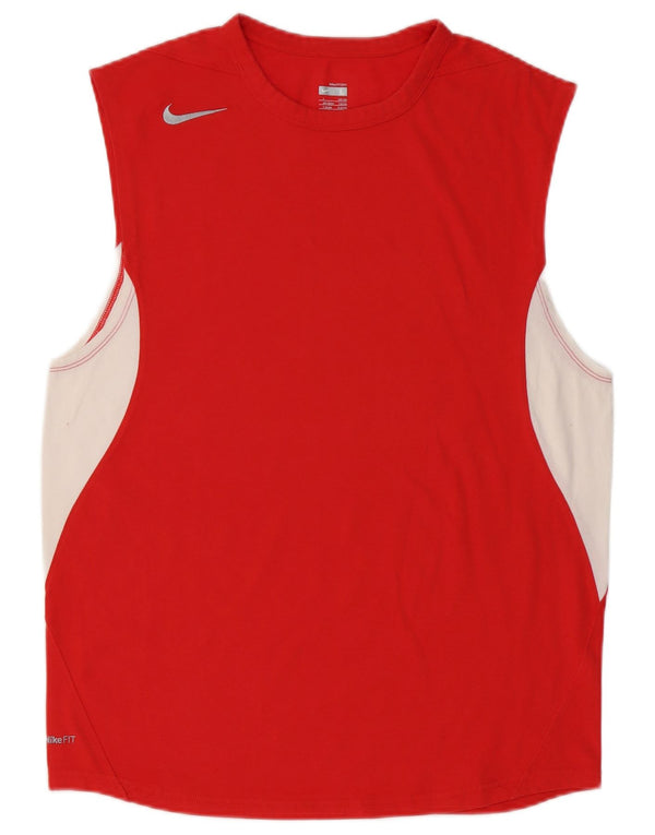 Nike Herrevest Top UK 42/44 Large Red Colourblock Cotton Sports
