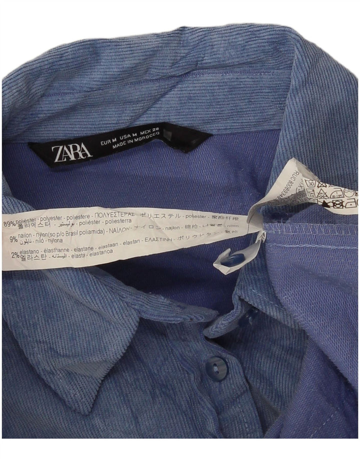 Zara Fleeceskjorte til kvinder UK 14 Medium Blue Tie Dye Polyester