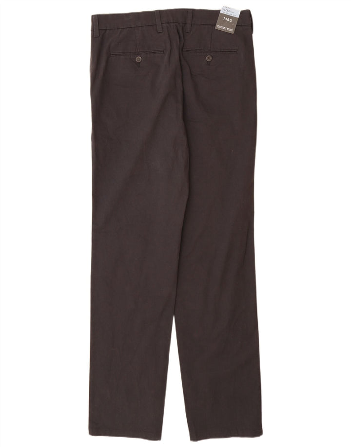 MARKS & SPENCER Herre Regular Fit Straight Chino Bukser W32 L33 Sort