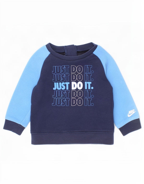 Nike Baby Boys Grafisk Sweatshirt Jumper 9-12 måneder Navy Blue Colourblock