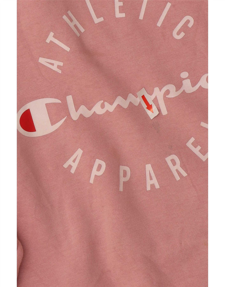 Champion Dame Grafisk Sweatshirt Jumper UK 14 Medium Pink Bomuld