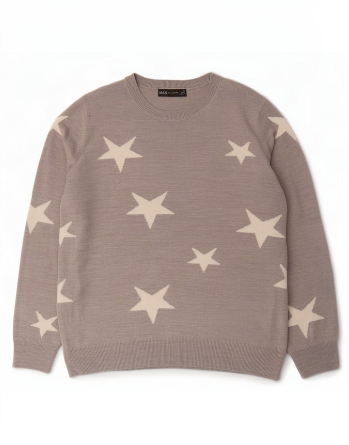 Marks & Spencer Dame Boat Neck Jumper Sweater UK 18 XL Grå