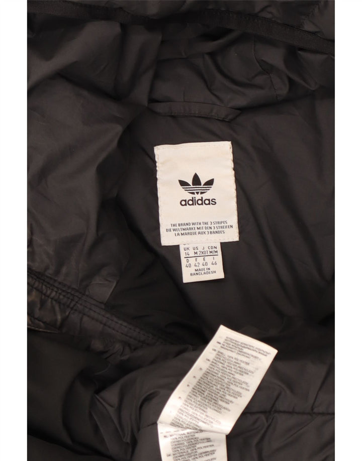 ADIDAS Polstret hættejakke til kvinder UK 14 Medium Sort Polyester