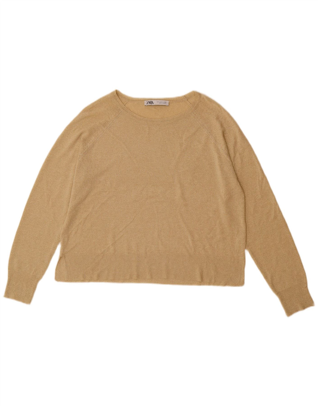 Zara Dame Oversized Boat Neck Jumper Sweater UK 10 Small Beige