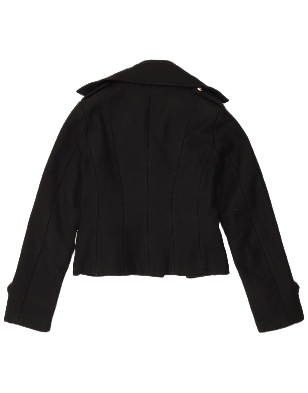 ELISABETTA FRANCHI Dame Celyn B Pea Coat IT 46 Large Black Virgin Wool
