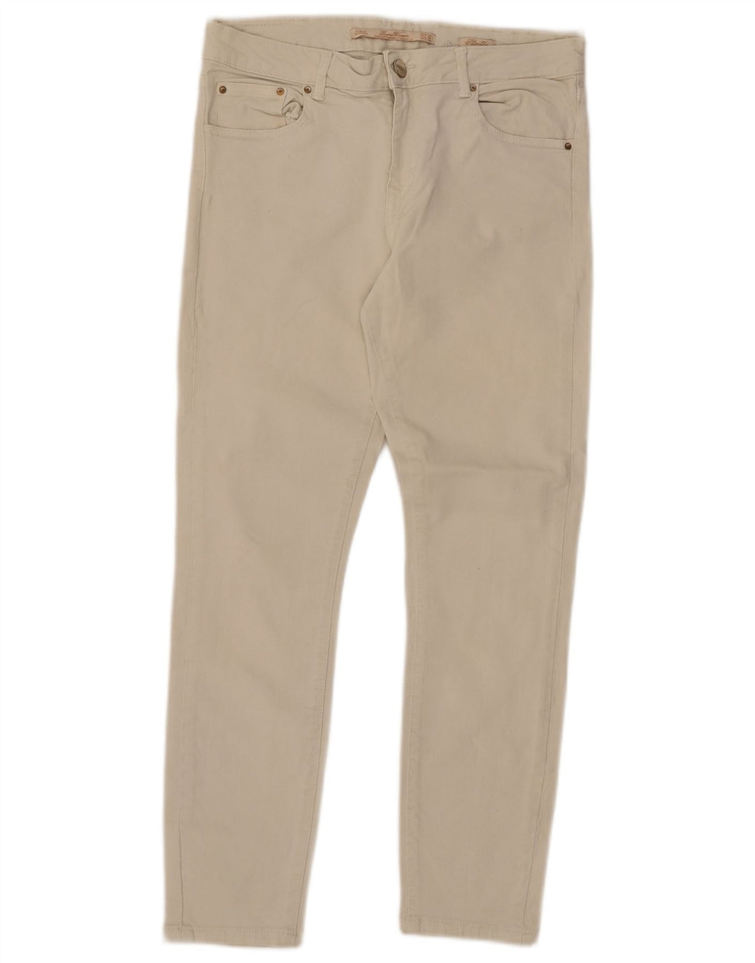 Zara Womens Slim Casual Trousers EU 38 Small W28 L26 Off White