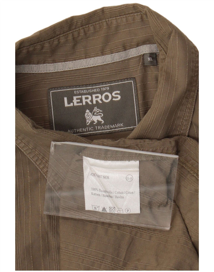 Lerros herreskjorte XL Khaki stribet bomuld