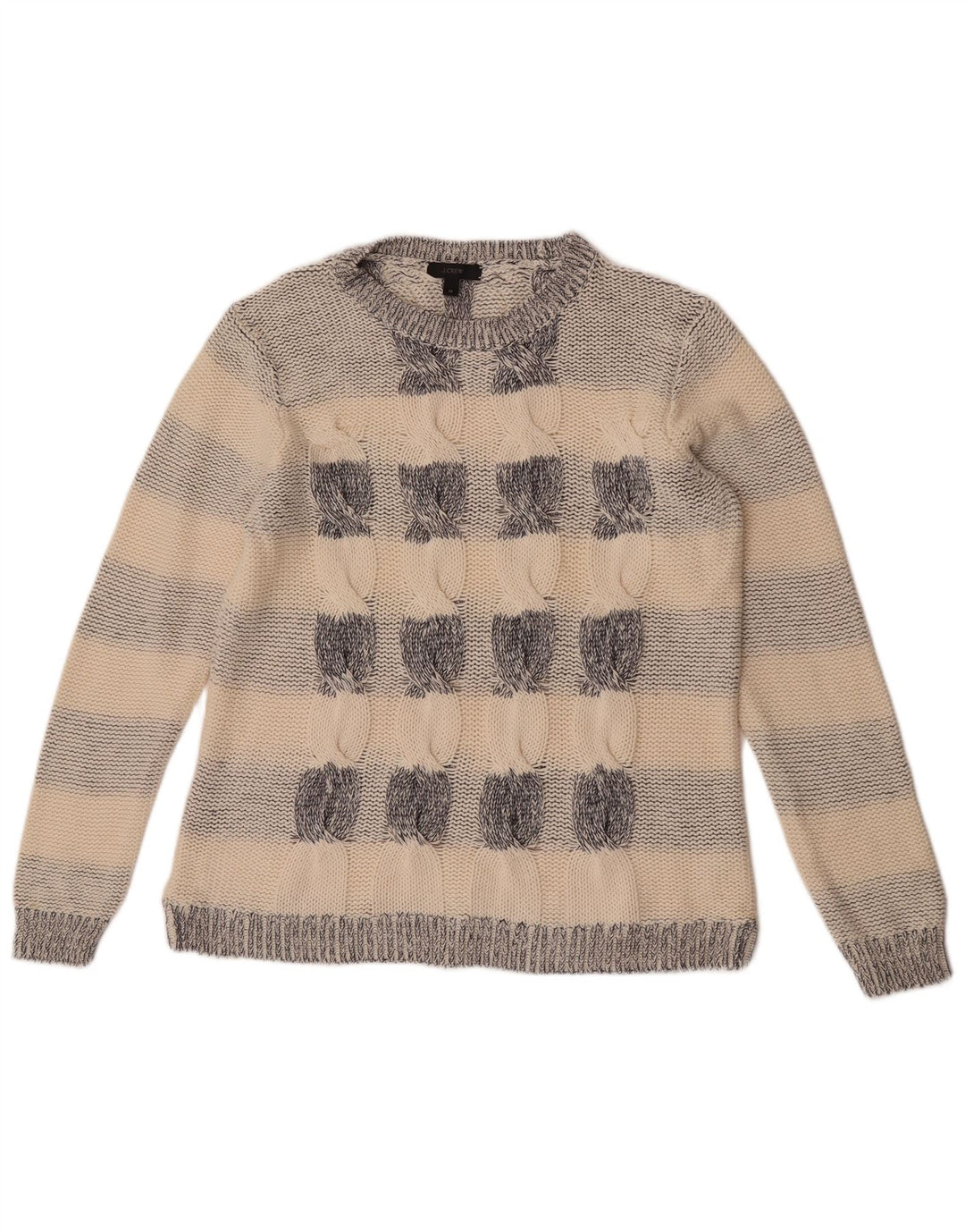 J. Crew Dame sweater med rund hals DK 14 Mellem grå stribet bomuld