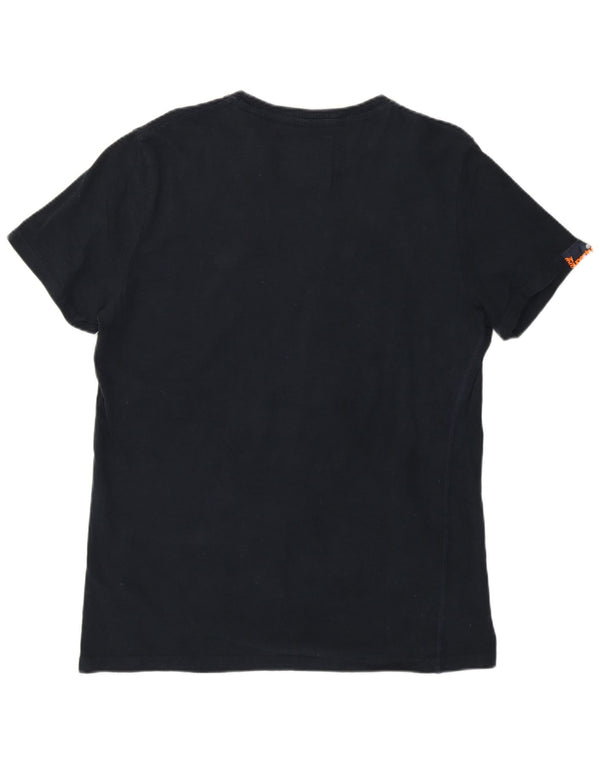 SUPERDRY Herre grafisk T-shirt Top Medium Navyblå Bomuld