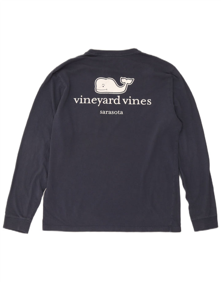 Vineyard Vines Herre grafisk top langærmet lille marineblå bomuld