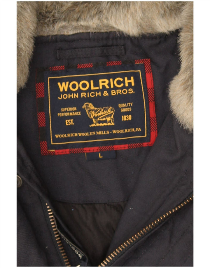 Woolrich Herre Hooded Bomber Jacket UK 40 Large Navy Blue