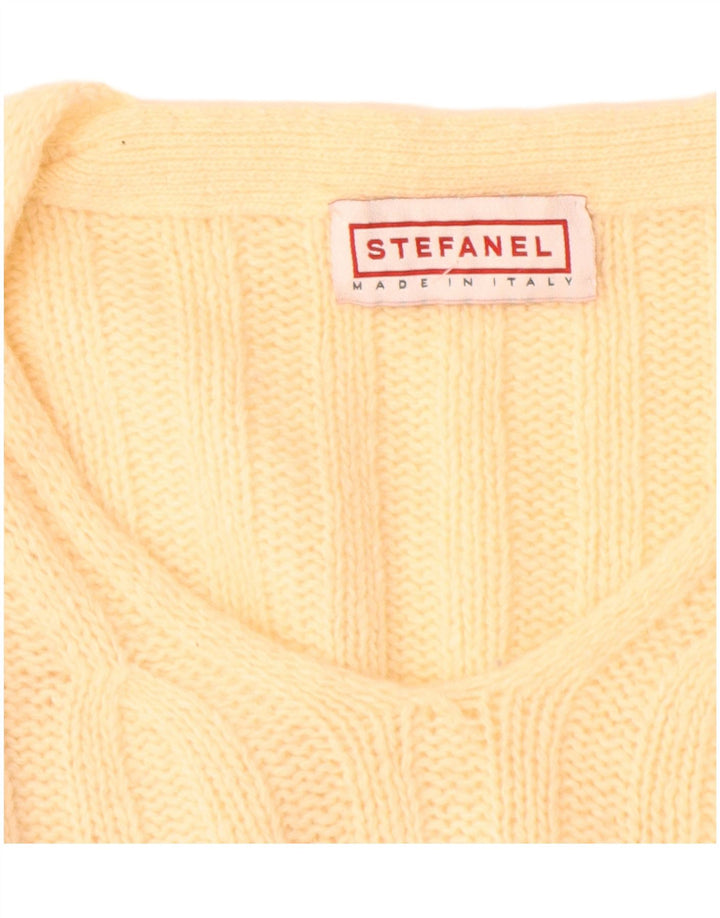 Stefanel Dame V-hals sweater UK 14 Stor Gul