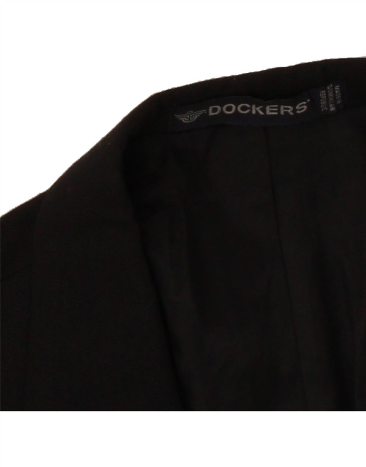 DOCKERS Mens 2 Button Blazer Jacket UK 44 2XL Black Polyester Vintage Dockers and Second-Hand Dockers from Messina Hembry 