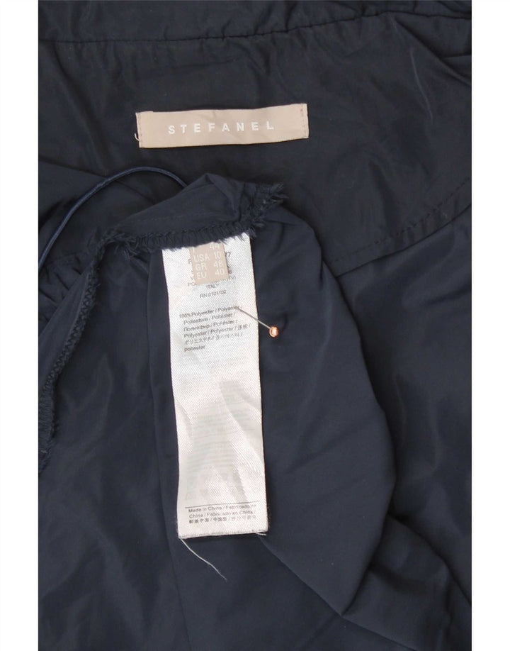 Stefanel Dame Regnfrakke med hætte EU 40 Medium Navy Blue Polyester
