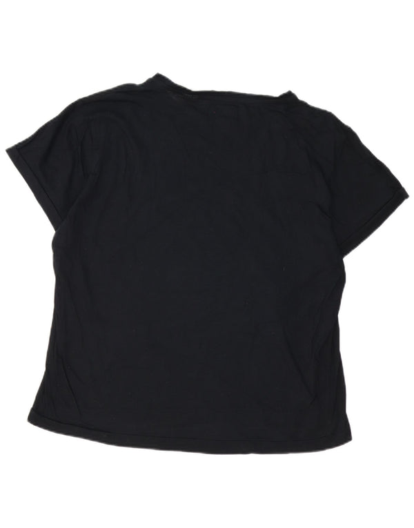 Energie Dame Grafisk T-Shirt Top UK 18 XL Sort Bomuld