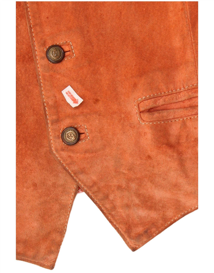 Vintage herre ruskind vest lille brunt læder