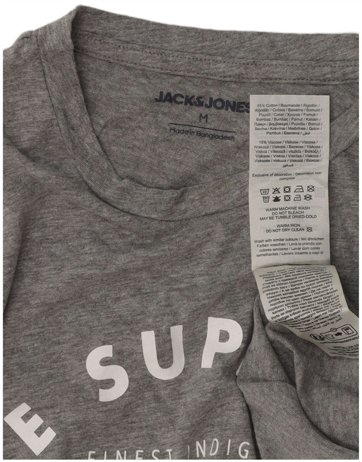 JACK & JONES Herre grafisk T-shirt top mellemgrå bomuld