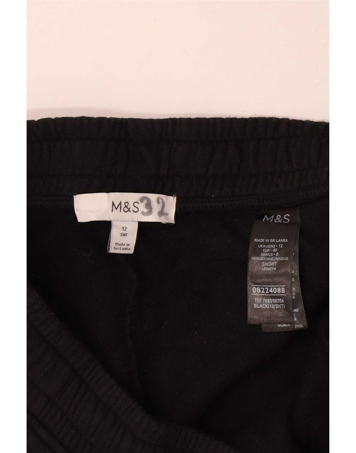 Marks & Spencer Womens Wide Leg Tracksuit Trousers UK 12 Medium Black