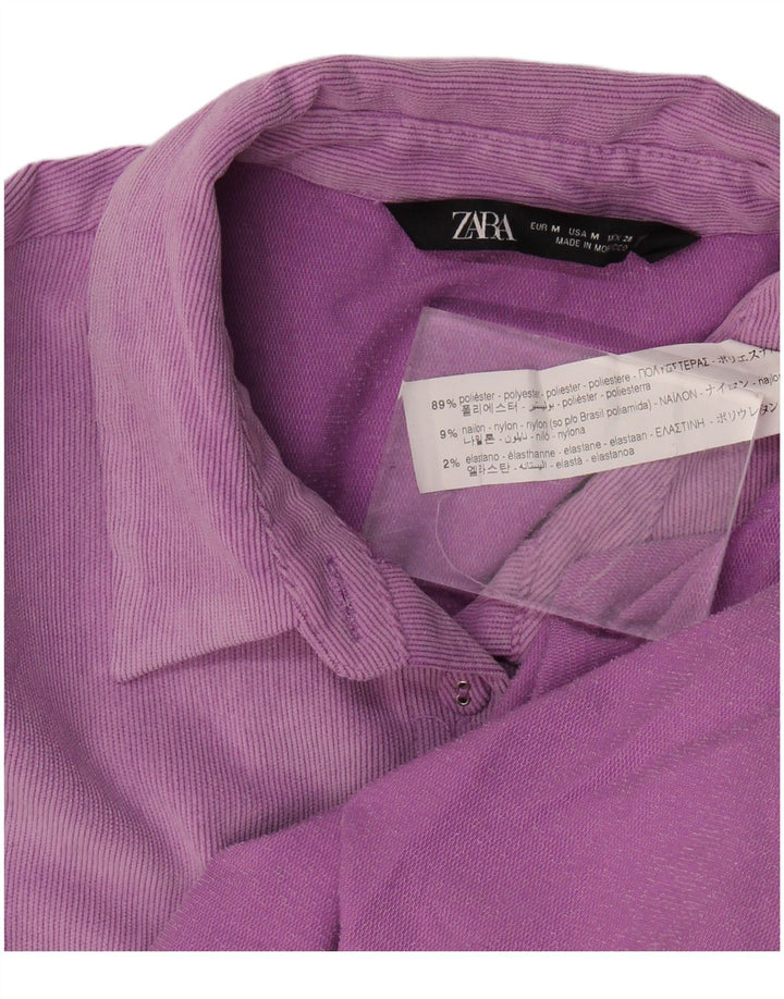 Zara Dame Oversized Corduroy Shirt UK 14 Medium Purple Polyester