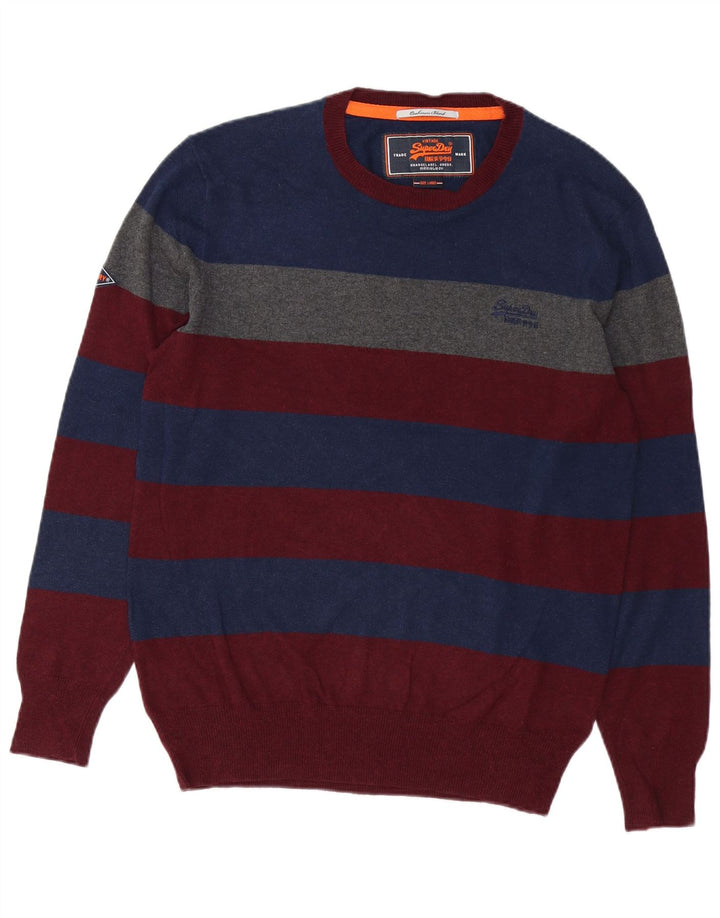 SUPERDRY Herre Crew Neck Jumper Sweater Stor flerfarvet stribet