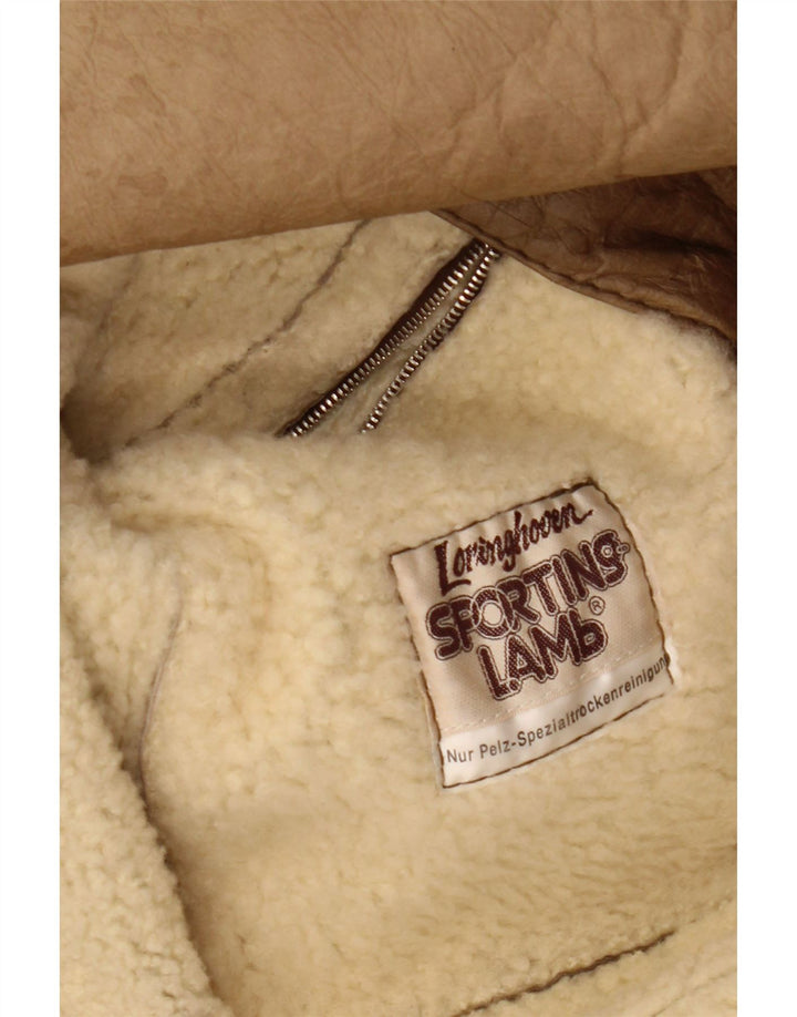 LORINGHOVEN Herre Shearling Overfrakke UK 36 Small Beige Lammeskind