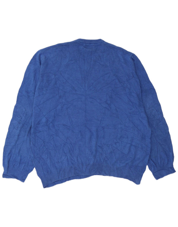 Marks & Spencer Mens V-Neck Jumper Sweater 2XL Blue Cotton