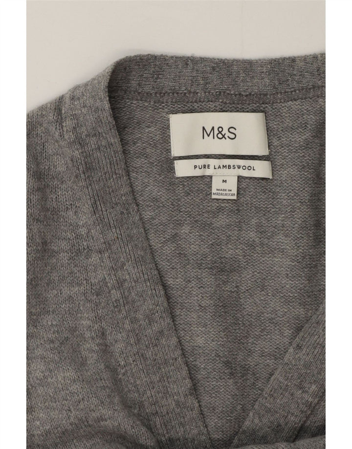 MARKS & SPENCER Herre cardigan sweater Medium Grey Flecked Lammeuld