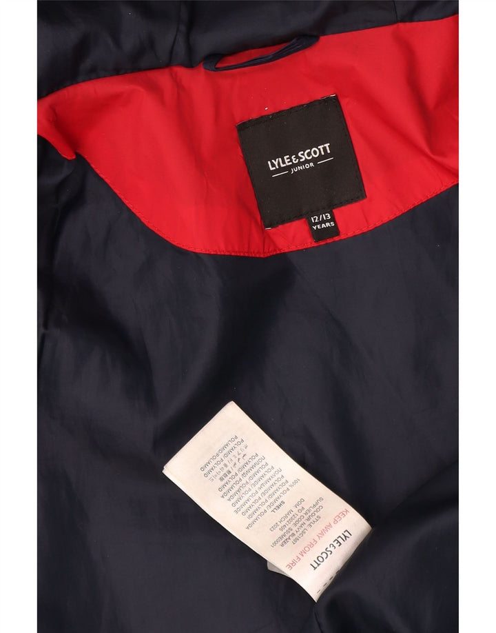 Lyle & Scott drenge polstret hættejakke 12-13 år marineblå farveblok