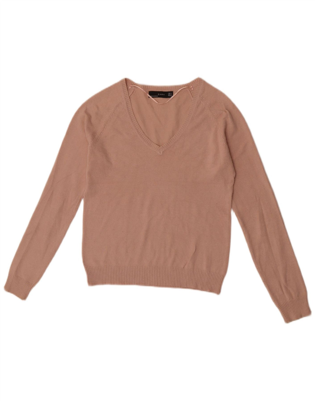 Zara Womens Crop V-hals sweater UK 12 Medium Pink
