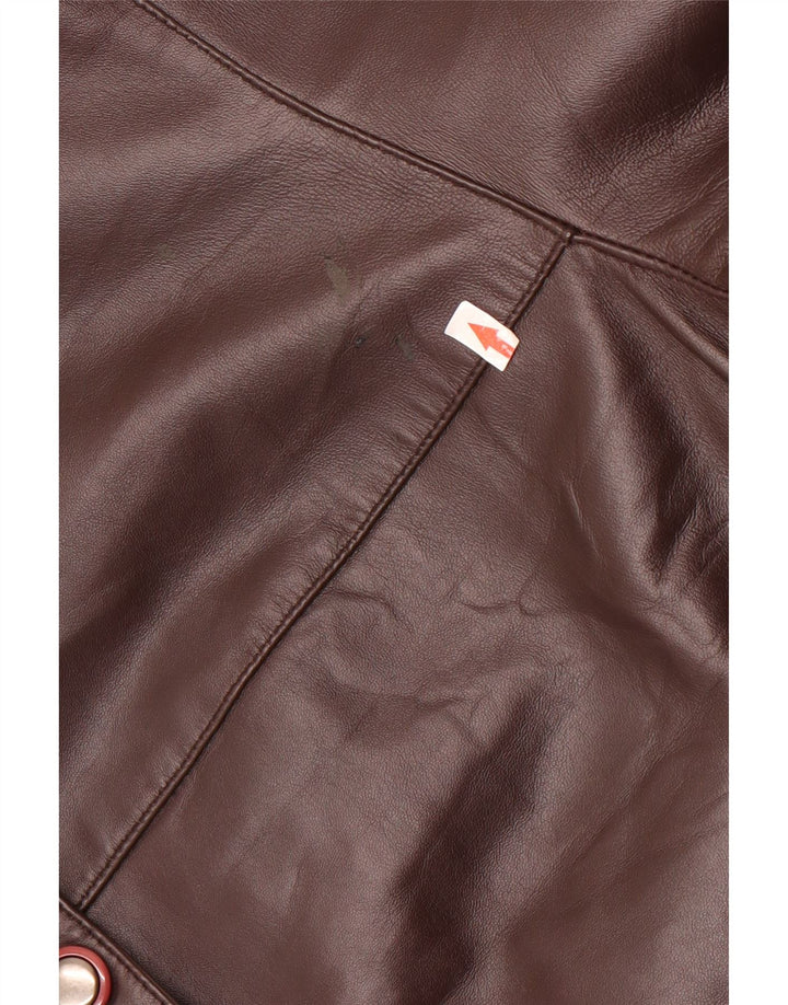 Vintage læderfrakke til kvinder UK 20 2XL brunt læder