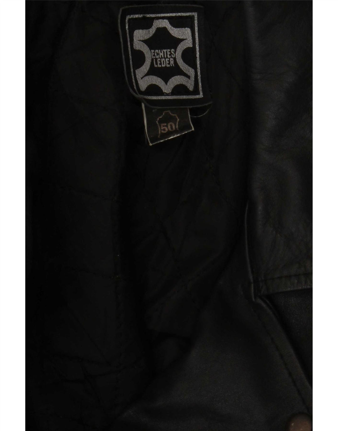 Vintage Herre Military Læder Biker Jacket IT 50 Medium Sort
