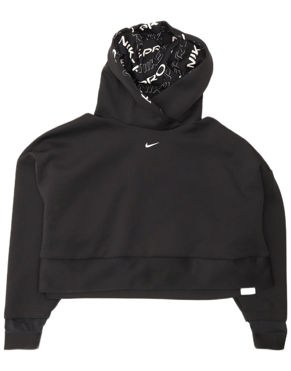 Nike Dame Dri Fit Crop Hoodie Jumper UK 14 2XL Sort Polyester Sports
