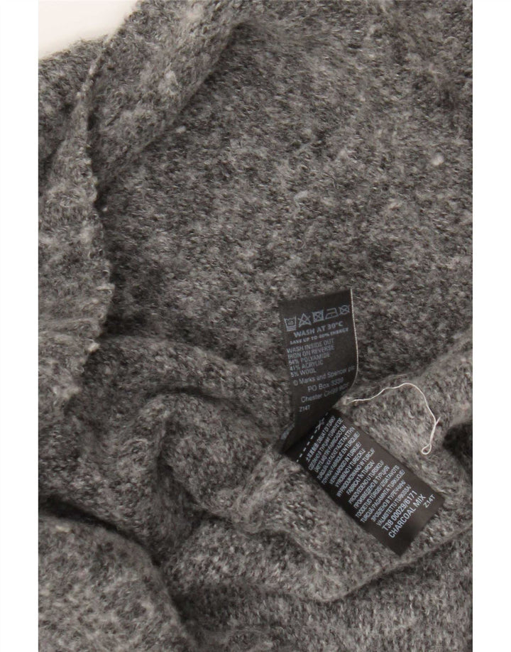 Marks & Spencer Dame-trøjetrøje med rullehals UK 14 Medium Grey Flecked