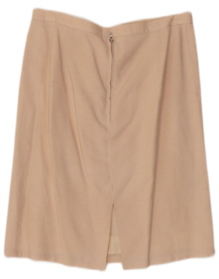 Vintage dame dobbeltradet 2-delt nederdelsæt UK 12 Medium W30 Beige
