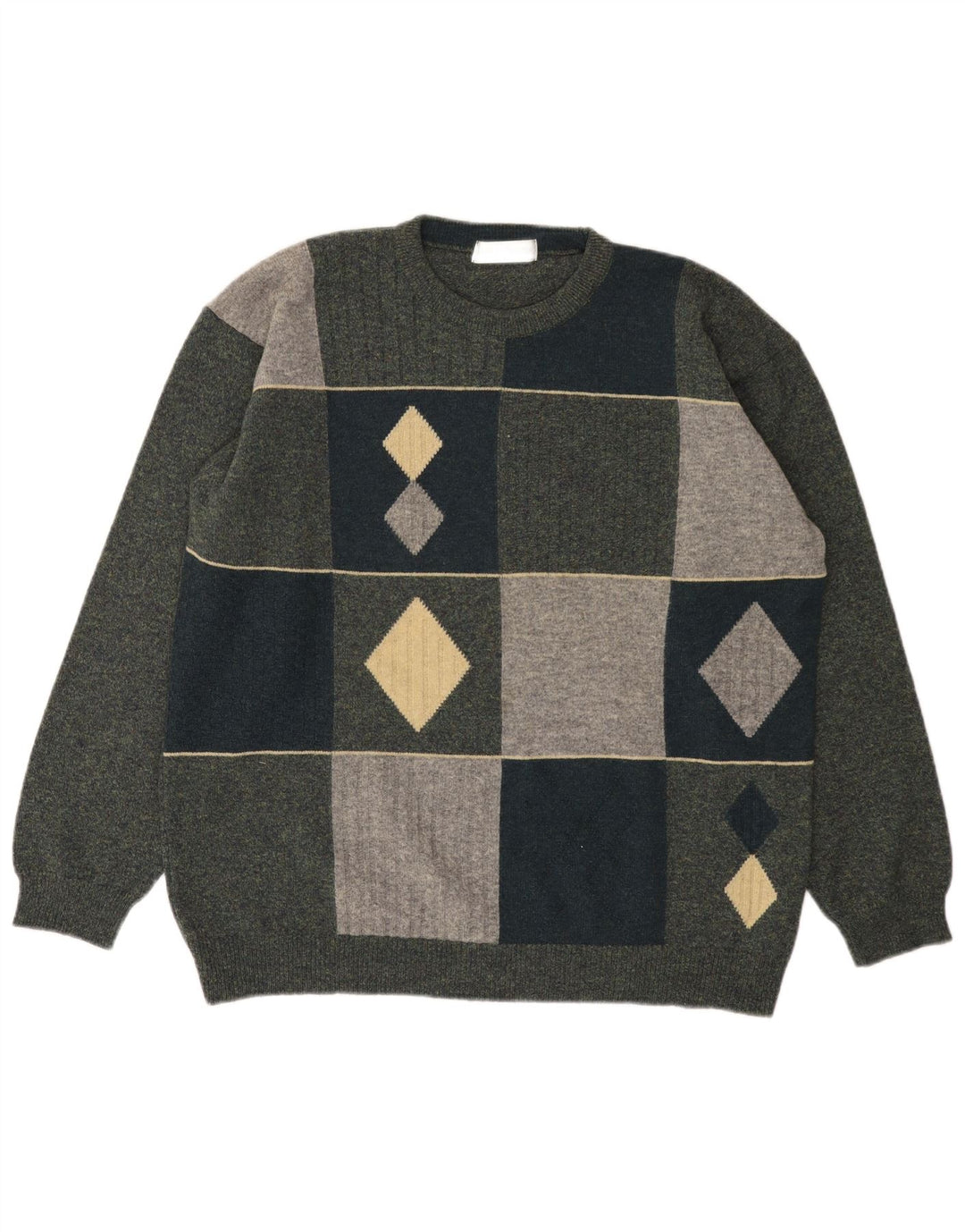 Marks & Spencer Herre sweater med rund hals, stor grøn farveblok