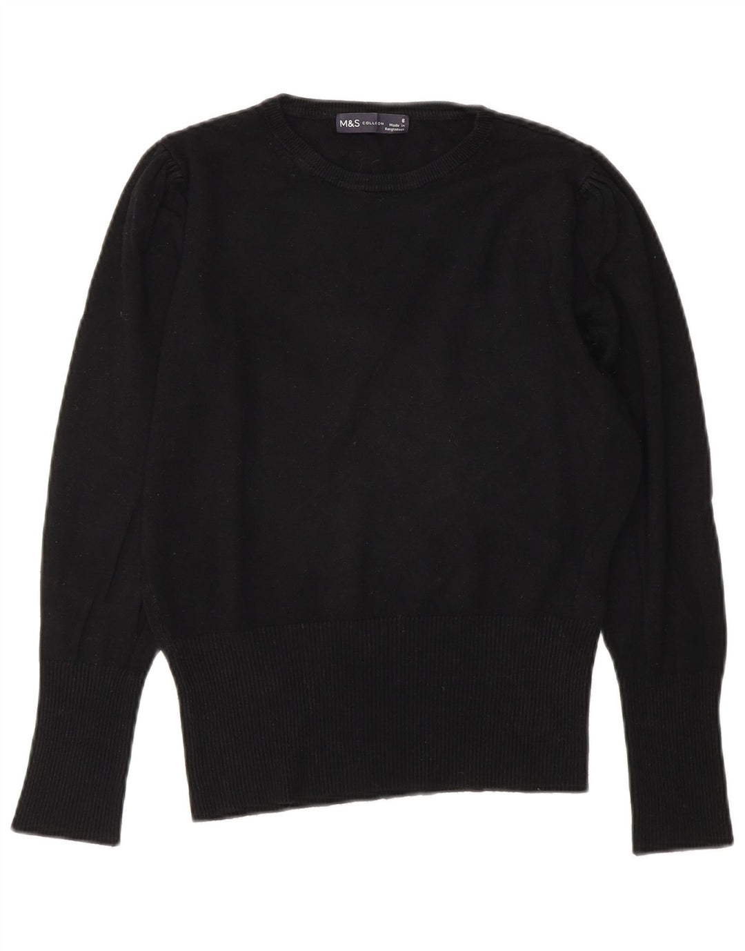 Marks & Spencer Dame Boat Neck Jumper Sweater UK 8 Small Black Viscose