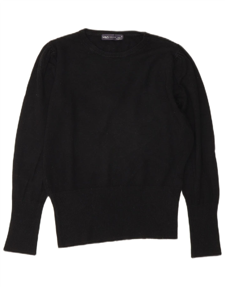 Marks & Spencer Dame Boat Neck Jumper Sweater UK 8 Small Black Viscose