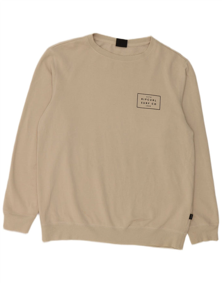 Rip Curl Herre Sweatshirt Jumper Stor Beige Bomuld