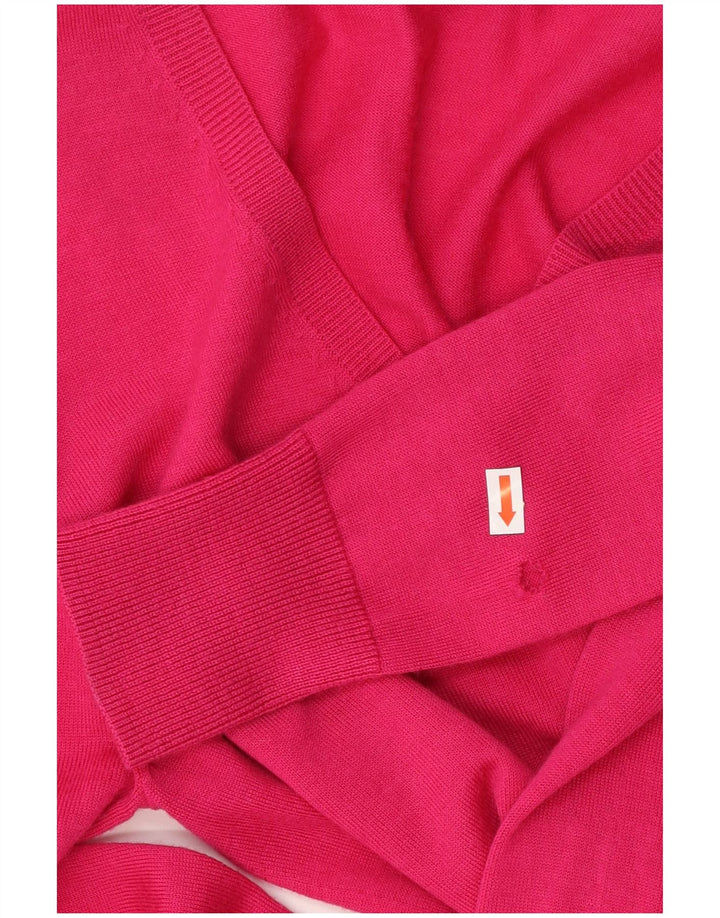 Lyle & Scott Dame V-hals sweater UK 10 Small Pink Merino Wool