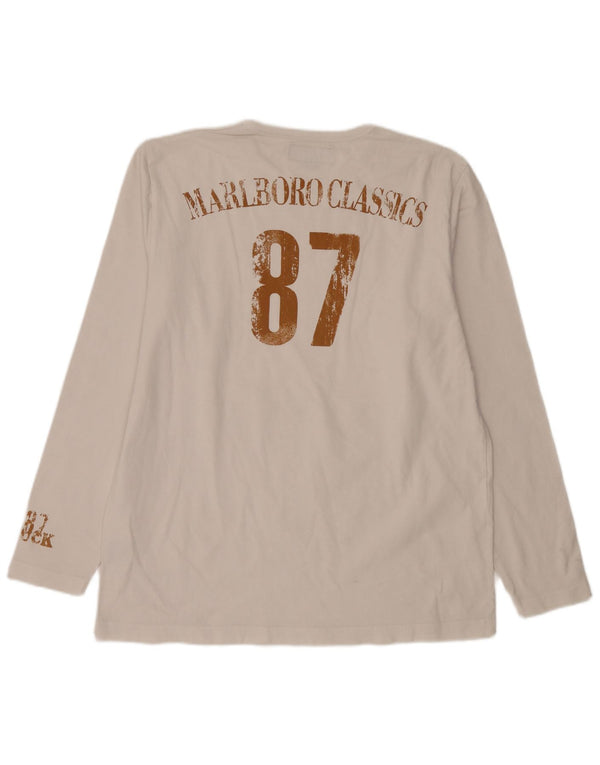 Marlboro Classics Herre Grafisk Top Langærmet XL Hvid Bomuld