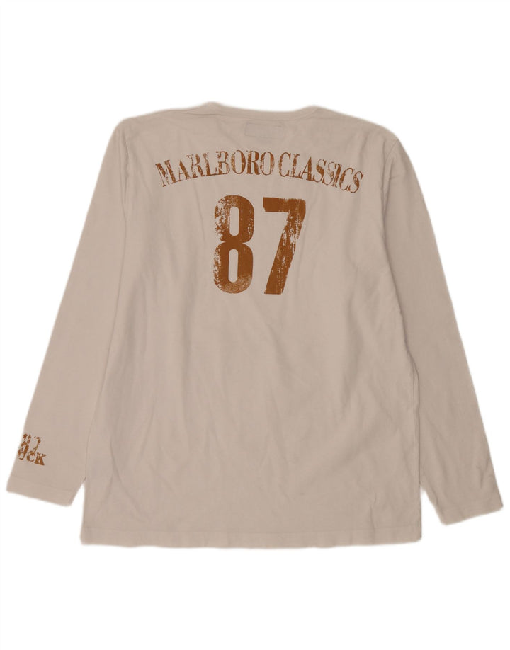 Marlboro Classics Herre Grafisk Top Langærmet XL Hvid Bomuld