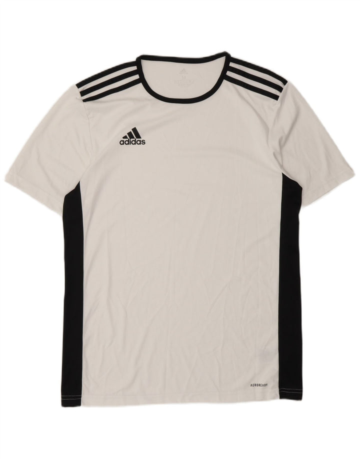 Adidas Herre Aeroready T-Shirt Top Medium White Colourblock Polyester