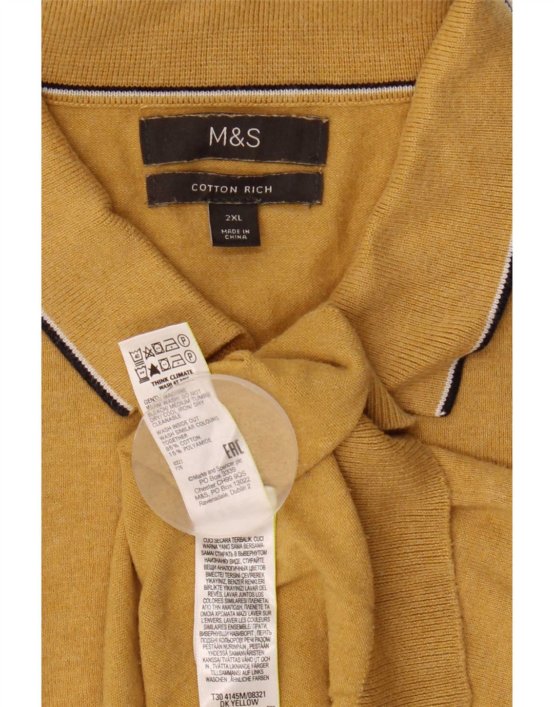 Marks & Spencer herre poloshirt 2XL gul bomuld