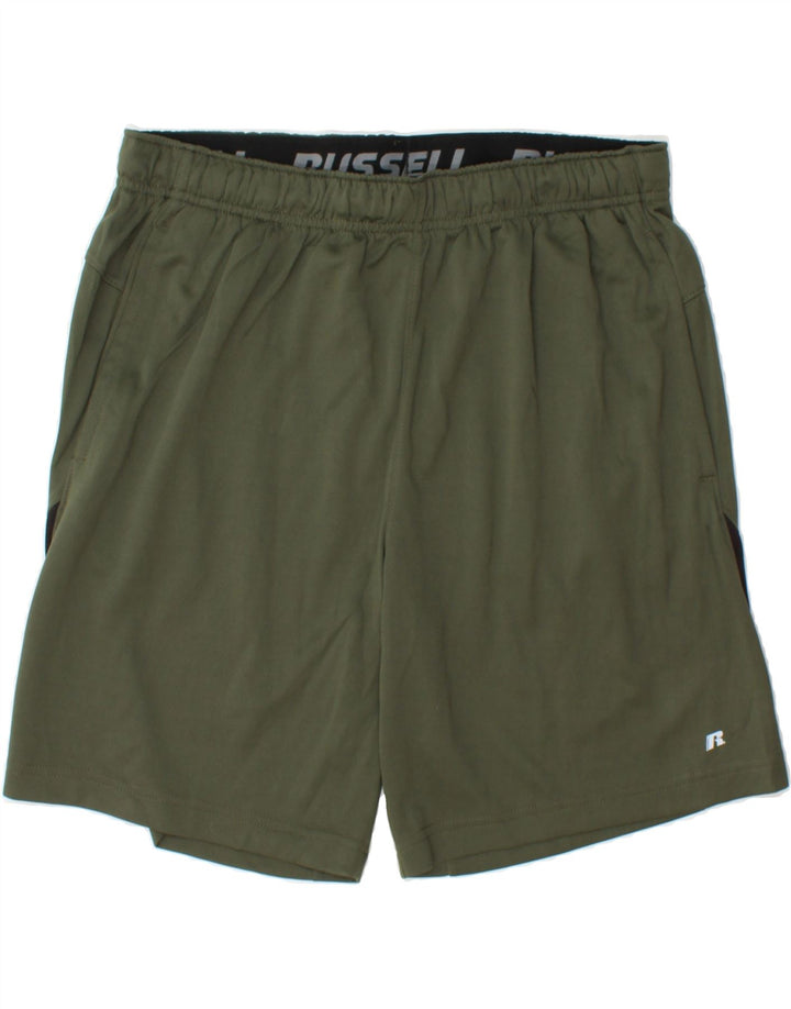 RUSSELL ATHLETIC Mens Sport Shorts Large Khaki Polyester Vintage Russell Athletic and Second-Hand Russell Athletic from Messina Hembry 