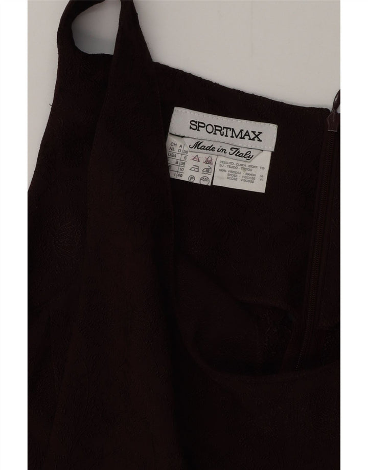 SPORTMAX Dame Ærmeløs Bodycon Kjole UK 10 Small Burgundy Floral