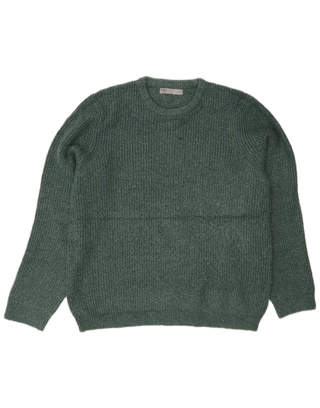 Marks & Spencer Herre sweater med rund hals, stor grøn akryl