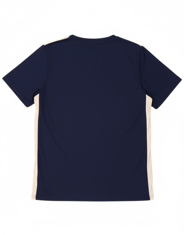 ADIDAS Mens Climalite T-Shirt Top Large Navy Blue Colourblock Polyester