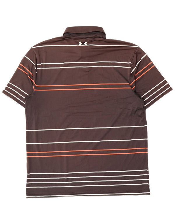 Under Armour Herre Heat Gear Polo Shirt Stor brun stribet