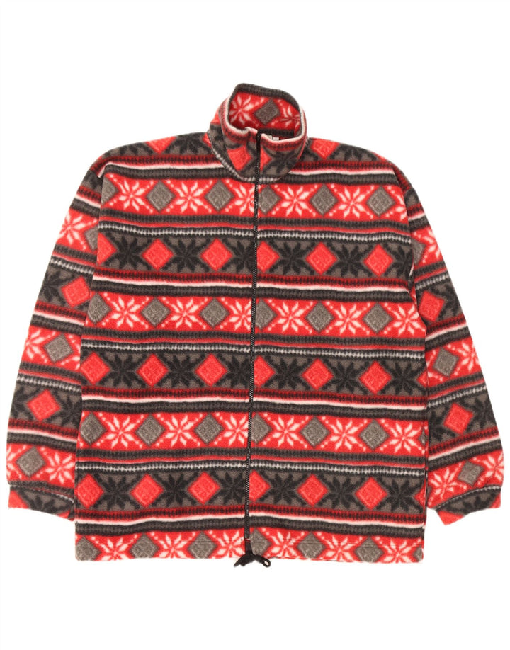 Vintage fleecejakke til mænd UK 40 Large Red Fair Isle