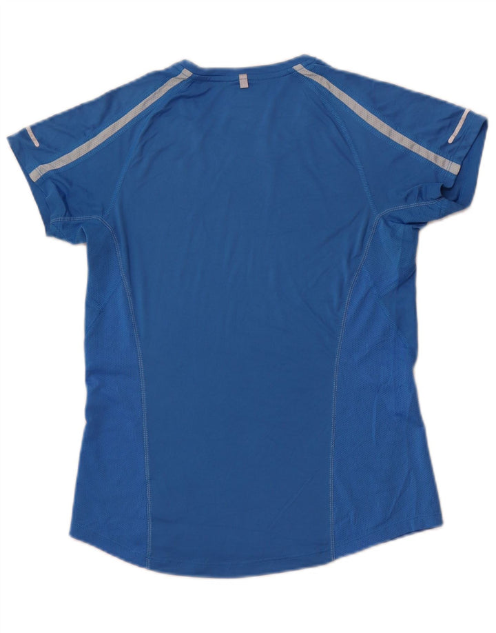 NIKE Dame Dri Fit T-Shirt Top UK 8/10 Small Blue Polyester Sports